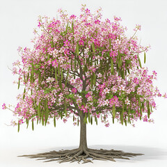 Kachnar tree with roots pink trumpet flowers