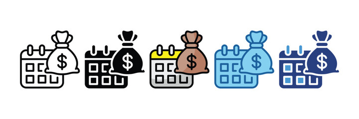 Savings Plan Icon Set Multiple Style Collection