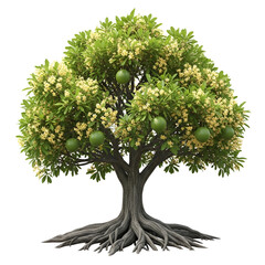 Kutaja tree with roots yellow flowers and fruits