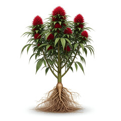 Laksha herb with roots and red resinous flowers