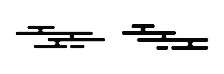 Cloud shape in traditional oriental style. Japanese, Korean, Thailand or Chinese ornament. Simple abstract windy form isolated on white background. Vector graphic illustration. 