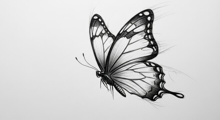 Detailed Butterfly Illustration with Graceful Lines Capturing Movement and Delicate Beauty