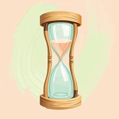 Timeless Concept: Pastel Hourglass Illustration on Impasto Brush Stroke Background.