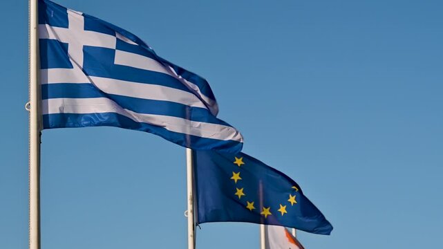International Flags at Mandraki Harbour in Rhodes
