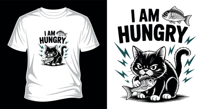 I am hungry cat T-shirt design