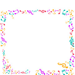 Obraz premium PNG image of Vibrant colorful musical notes form a decorative border design against a solid perfect for music event flyers and celebrations on transparent background with copy space