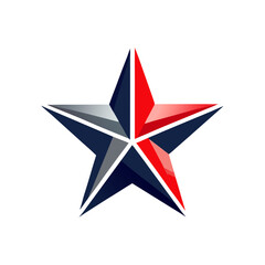 Segmented Star Design in Gray, Navy, and Red Tones.

