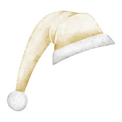 Hat watercolor illustration with soft Nightcap in pastel colors. Drawing of cozy bedtime accessory for nursery design. Element for dreamy night compositions. Clipart on isolated background.