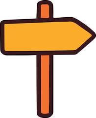 Vector illustration of a directional pointer arrow on a stick in a simple stylized design, perfect for travel themes, navigation icons, adventure graphics, maps, signage elements and playful decorativ