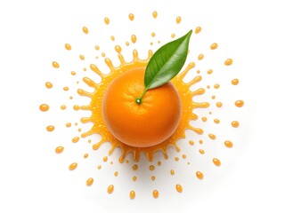 Orange with Leaf in Citrus Burst Splash