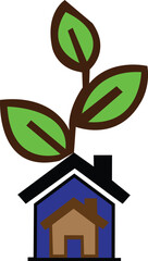 House with growing plant icon