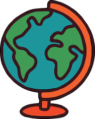 Vector illustration of a globe in a clean stylized design, perfect for travel themes, geography materials, education, world maps, international concepts, planning graphics and modern digital projects.
