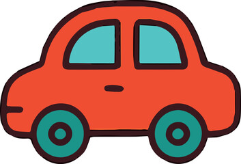 МоBright red vector car in a cute stylized design. Perfect for travel themes, children&rsquo;s illustrations, transportation graphics, posters, stickers, educational materials and modern dбильное устройство