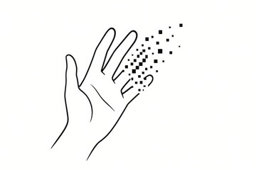 Obraz premium office syndrome concept, Hand dissolving into digital pixels representing transformation and technology