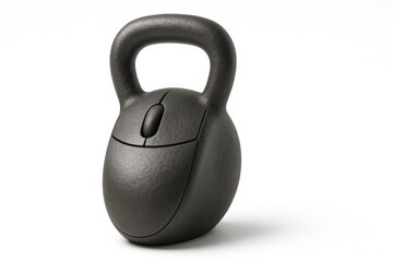 office syndrome concept, Kettlebell shaped computer mouse isolated on white background