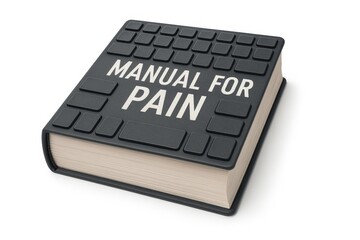 office syndrome concept, Manual for pain book with keyboard keys cover isolated on white background