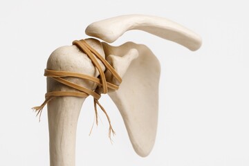office syndrome concept, Human shoulder joint model with ligaments demonstrating anatomy and movement