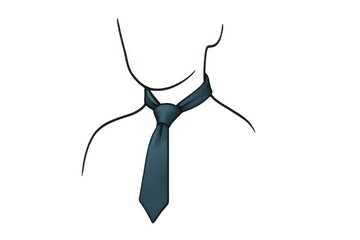 office syndrome concept, Man wearing a dark blue necktie isolated on white background