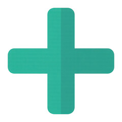 Obraz premium Teal plus sign with rounded corners and subtle shadow effect isolated on a transparent background