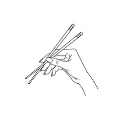 Icon of a beautiful female hand holding chopsticks, representing concepts of Asian cuisine and dining
