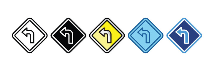 Turn Left Icon Set Multiple Style Collection