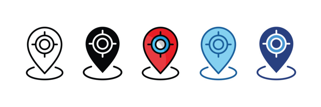 Current Location Icon Set Multiple Style Collection