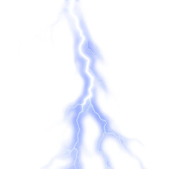 Electric blue lightning bolt glow effect isolated on a transparent background thunder