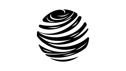 Neptune planet symbol, black isolated silhouette