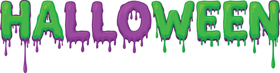 Halloween Slime Text Vector Typography With Green Drip
