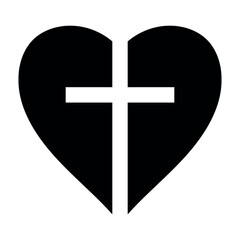 Obraz premium Black heart split with white cross symbol faith love healing