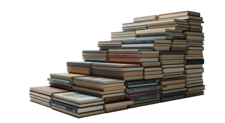 Stacked books forming a staircase against black background