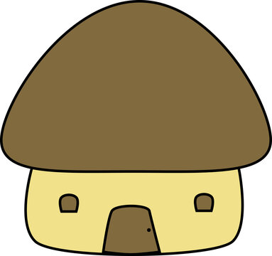 Illustration of a cartoon traditional house honai