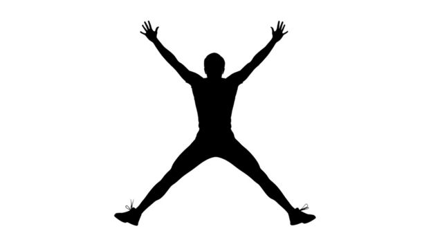 White outline of person jumping with arms raised silhouette - Powered by Adobe
