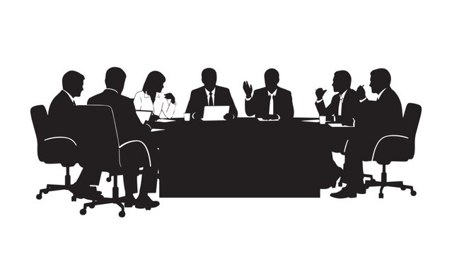 Boardroom Executive Meeting Silhouette for Corporate Governance and Strategic Decision Making