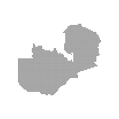 dotted halftone black silhouette of zambia map isolated. zambia country map for travel and presentation. zambia halftones map vector illustration.  world maps circle. global map.