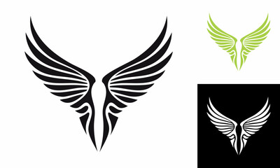 Obraz premium Tribal black angel wing vector illustration set for tattoo design or decoration