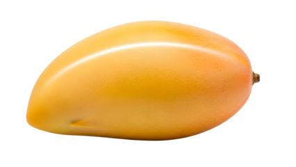 Ripe golden yellow mango fruit on a pure showcasing its smooth texture and vibrant tropical color