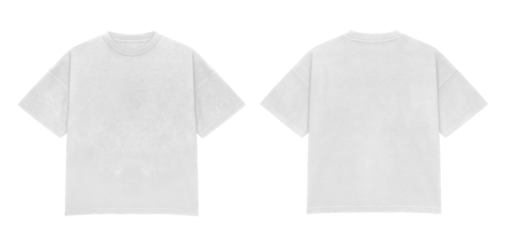 Oversized White T-Shirt Mockup front and back view Isolated on Transparent background - Powered by Adobe