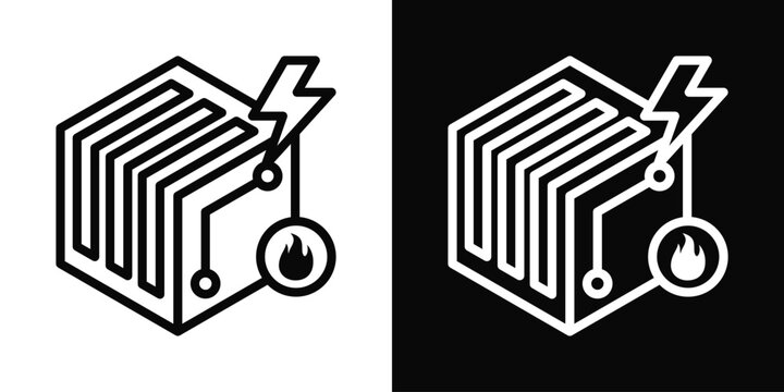Fuel Cell Icon White And Black Background Style