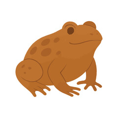 Fototapeta premium Elegant toad vector with smooth curves, warm brown tones, and minimal flat cartoon styling.