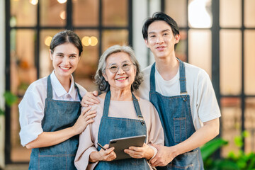 Family Business Portrait in Front of Ceramic Shop and Warehouse