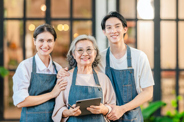 Family Business Portrait in Front of Ceramic Shop and Warehouse