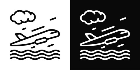 Air Plane Icon White And Black Background Style