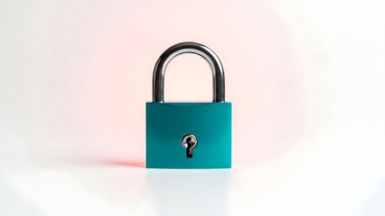 Teal Padlock on White Surface - Security and Protection Concept.