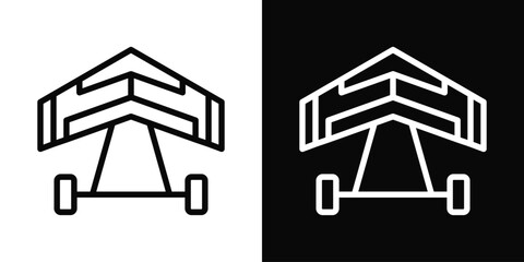 Hang Gliding Icon White And Black Background Style