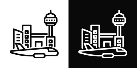 Aircraft Icon White And Black Background Style