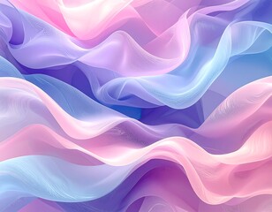 Obraz premium Flowing, translucent, and ethereal fabrics in shades of pink, purple, and blue create a soft and dreamy abstract composition