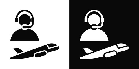 Call Center Icon White And Black Background Style