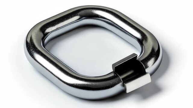 A single metal shackle isolated against a white background