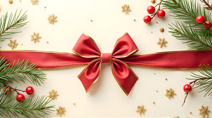 Luxury Christmas Ribbon & Berries Background